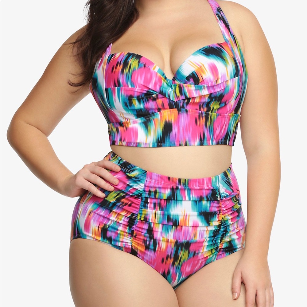 Torrid Sz 3 Pink Tie-Dye Swim Suit